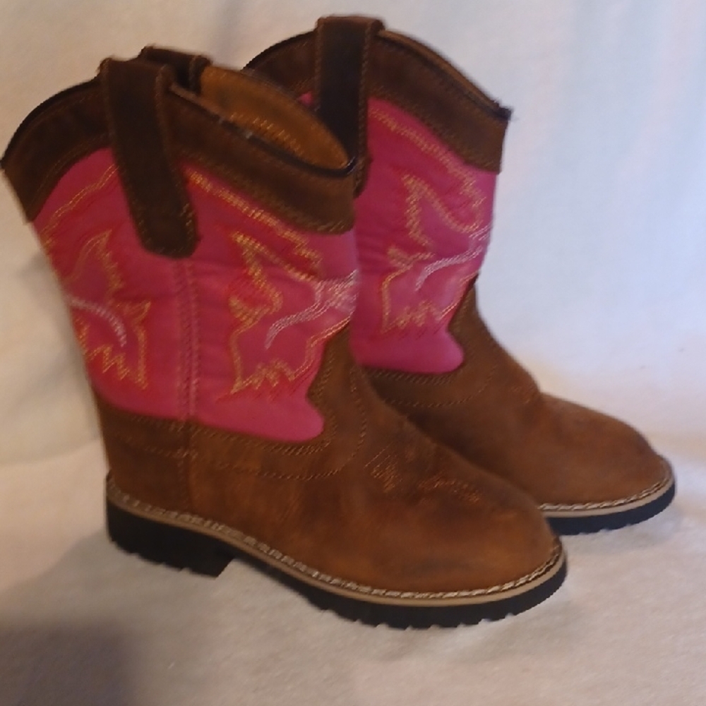 Children's Cowboy Boots - Brown and Pink Size 11 Lincoln Outfitters